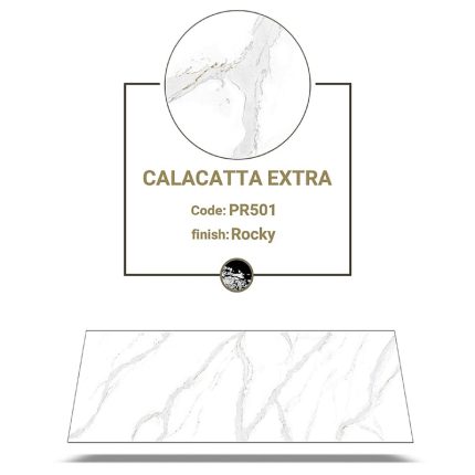ورق مارمونایت پرو مدل PR501-calacatta extra به رنگ سفید با رگه های طوسی