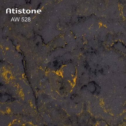 ورق آتیستون مدل AW-528 دارای رنگ زمینه خاکستری با رگه های طلایی و مشکی