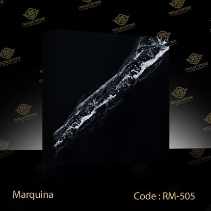 ورق روکان استون مدل RM-505- مارکوئینا دارای رنگ مشکی با رگه های سفید